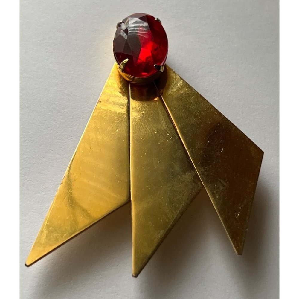 C&M Schimmel Gold-Tone Fan Brooch
